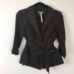 Ann Taylor Petites Linen Blend Casual Blazer Brown